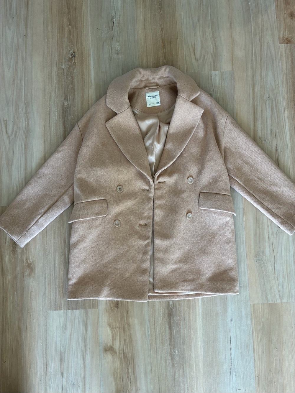 Abercrombie & Fitch Double-Breasted Pea Coat in Light Blush